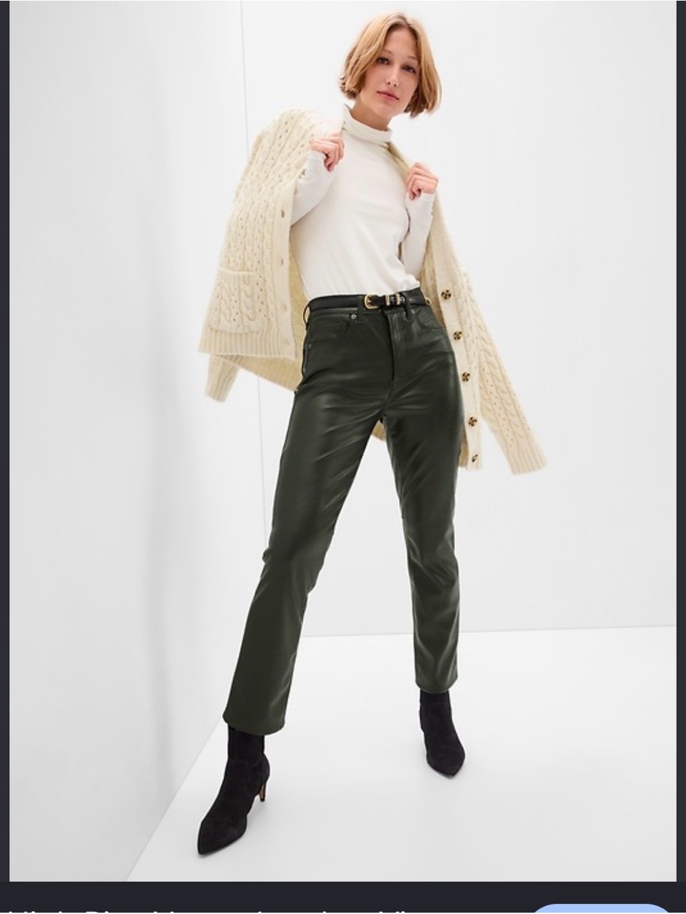GAP Vintage Slim High-Rise Faux Leather pants olive green